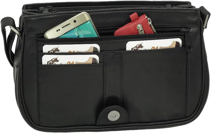 Ledershop24 Leder Damen Umhängetasche Schultertasche Festivaltasche Handtasche Tasche 28 cm vers. Fa