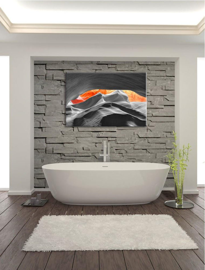 beeindruckender Antelope Canyon schwarz/weiss Format: 100x70 auf Leinwand, XXL riesige Bilder fertig