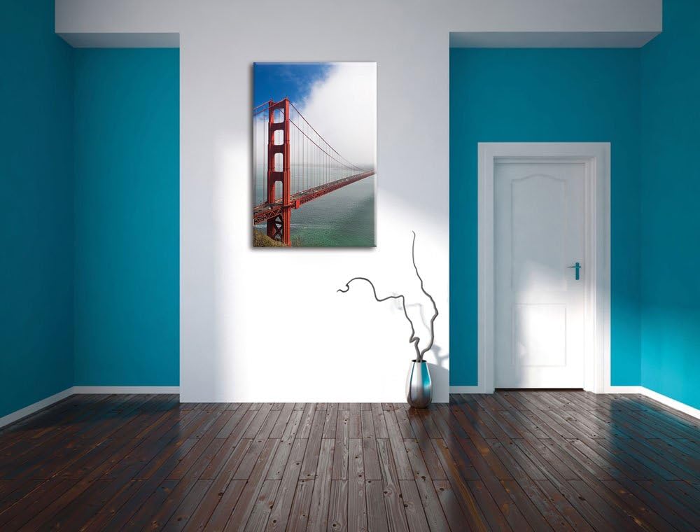 Pixxprint Golden Gate Bridge San Francisco / 100x70cm Leinwandbild bespannt auf Holzrahmen/Wandbild
