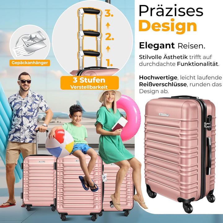 KESSER® Handgepäck Reisekoffer 55L Hartschalen-Koffer Inkl. Kofferwaage + Gepäckanhänger | Trolley G