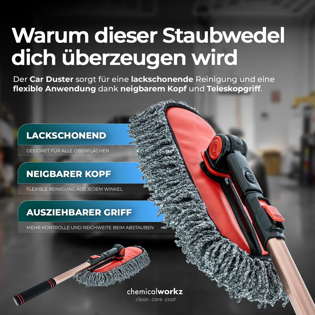 chemicalworkz Car Duster Staubwedel Auto | Premium Auto Staubwischer mit lang ausziehbarem Teleskopg