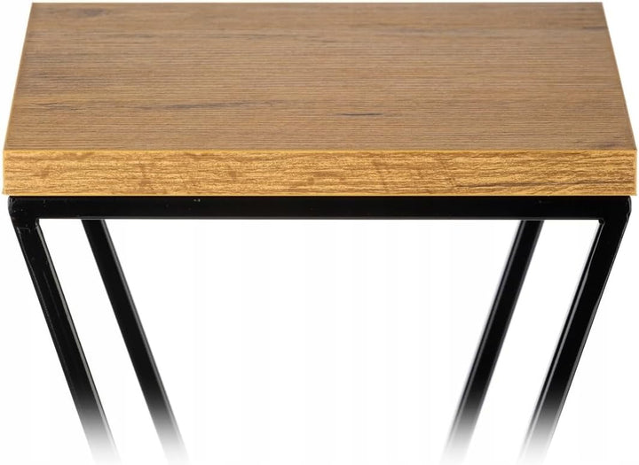 Pflanzenständer Metall 40 cm Hoch - Stabiler und Fester Blumenhocker mit Eiche Optik MDF-Platte auf