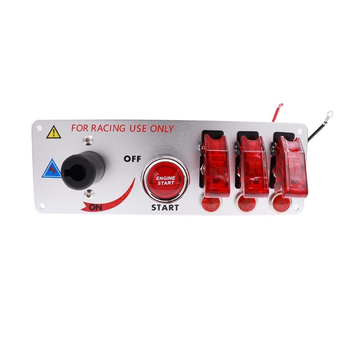 Geloo Zündschalter Panel 12V Racing Car Engine Start Push Button Switch Panel Carbon Fiber LED Toggl