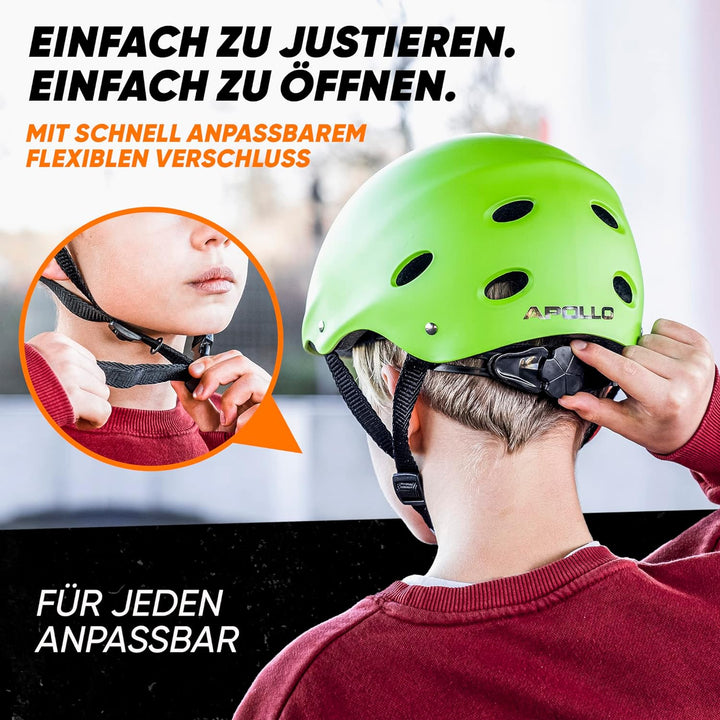 Apollo Skaterhelm Herren, Damen und Kinder | Kinderfahrradhelm | Verstellbar | Skateboard, Scooter,