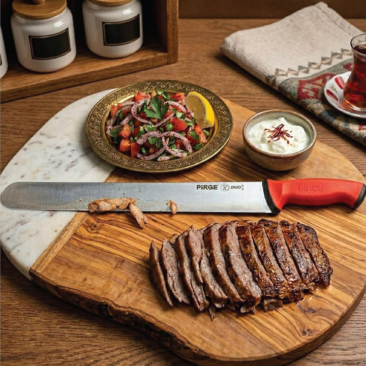 Pirge Duo Dönermesser 45 cm Rot - Aufschnittmesser - Schärfstes Döner Langmesser - Schneidemesser -