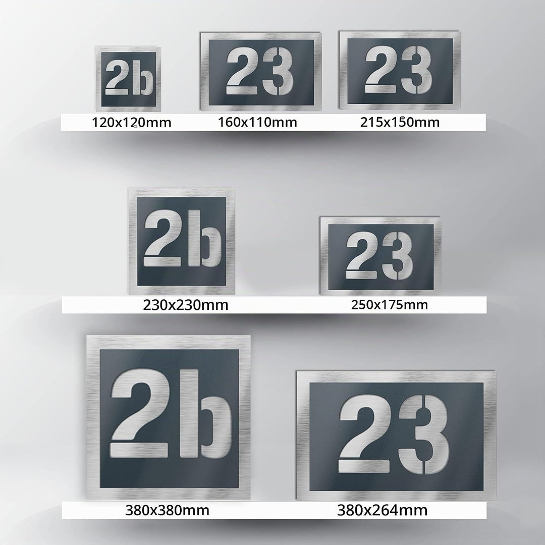 Graviers Design Hausnummer aus V2A Edelstahl 230x230mm - Anthrazit RAL 7016 - Wetterfest Rostfrei In