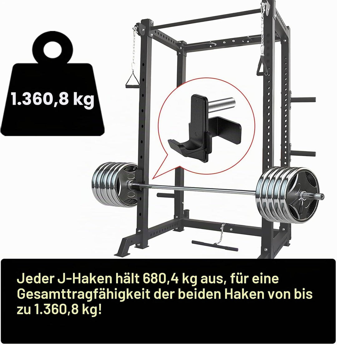 Kipika J-Haken für Power Rack – Unterseite verstärkte Stahlhaken mit Gummiauflage – 2 Stück C: für 3
