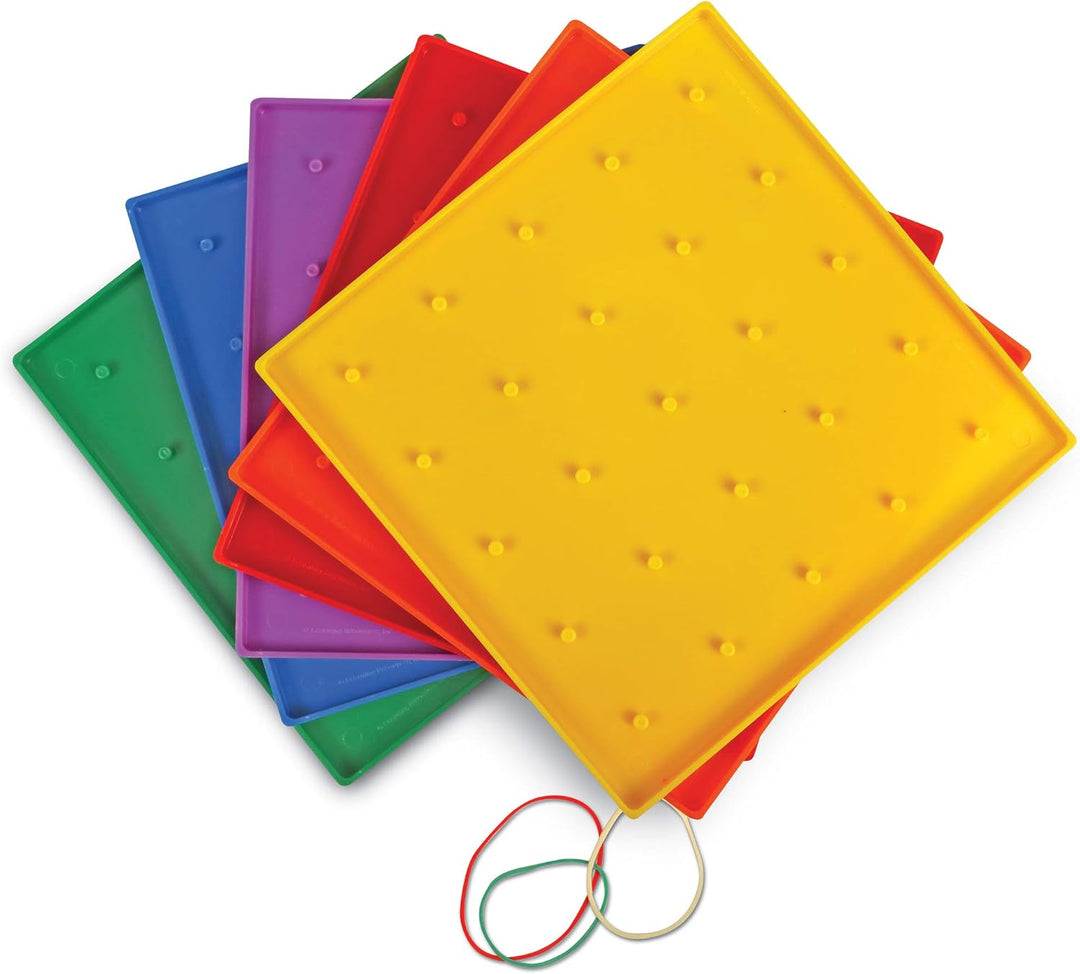Learning Resources Geoboard Geometriebrett 5x5 Stifte Set mit 10 Stück ab 5 Jahren Mathematik Lernsp