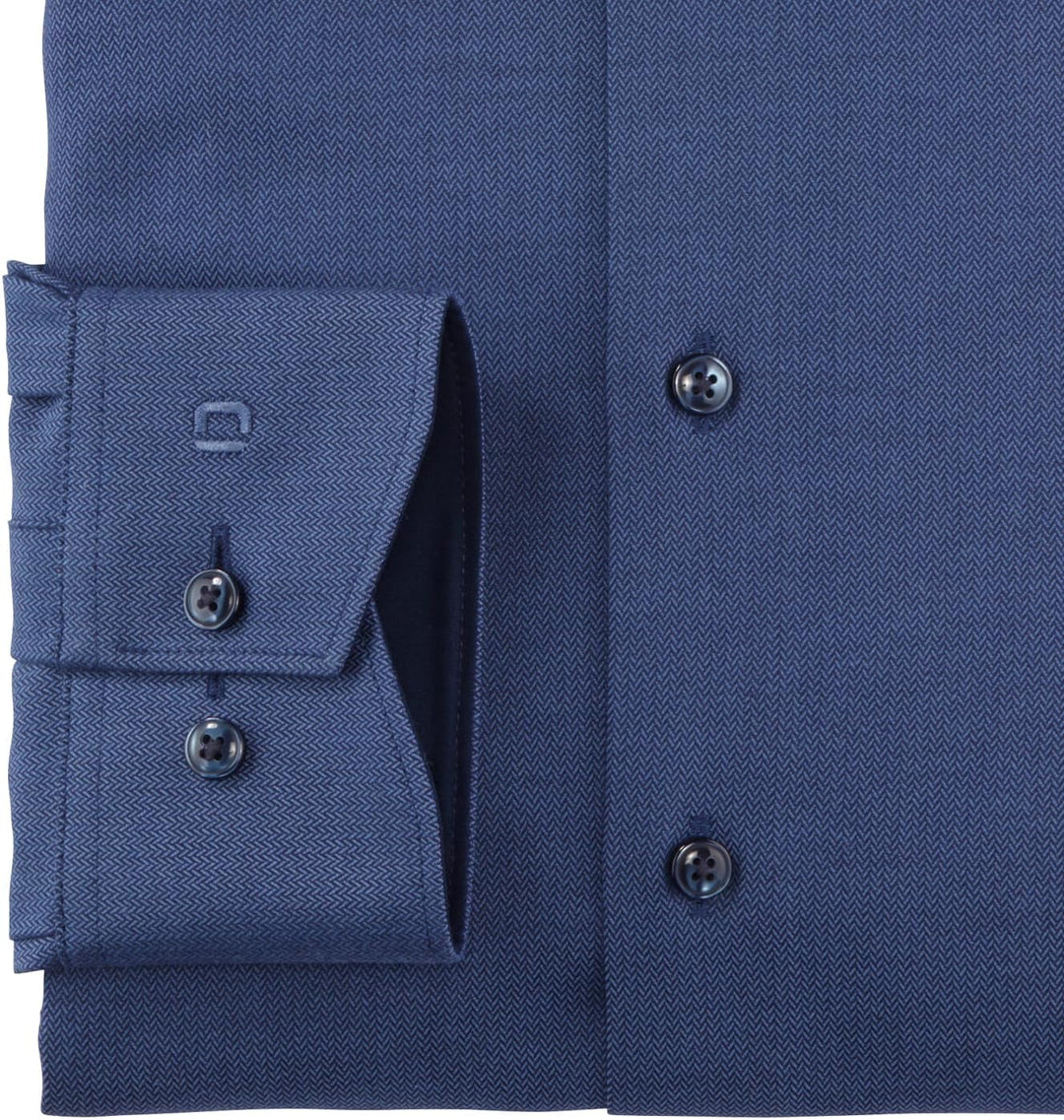 OLYMP Herren Oberhemd Langarm Luxor.24.Seven,Fischgrat,modern fit,Global Kent 45 Marine 18, 45 Marin