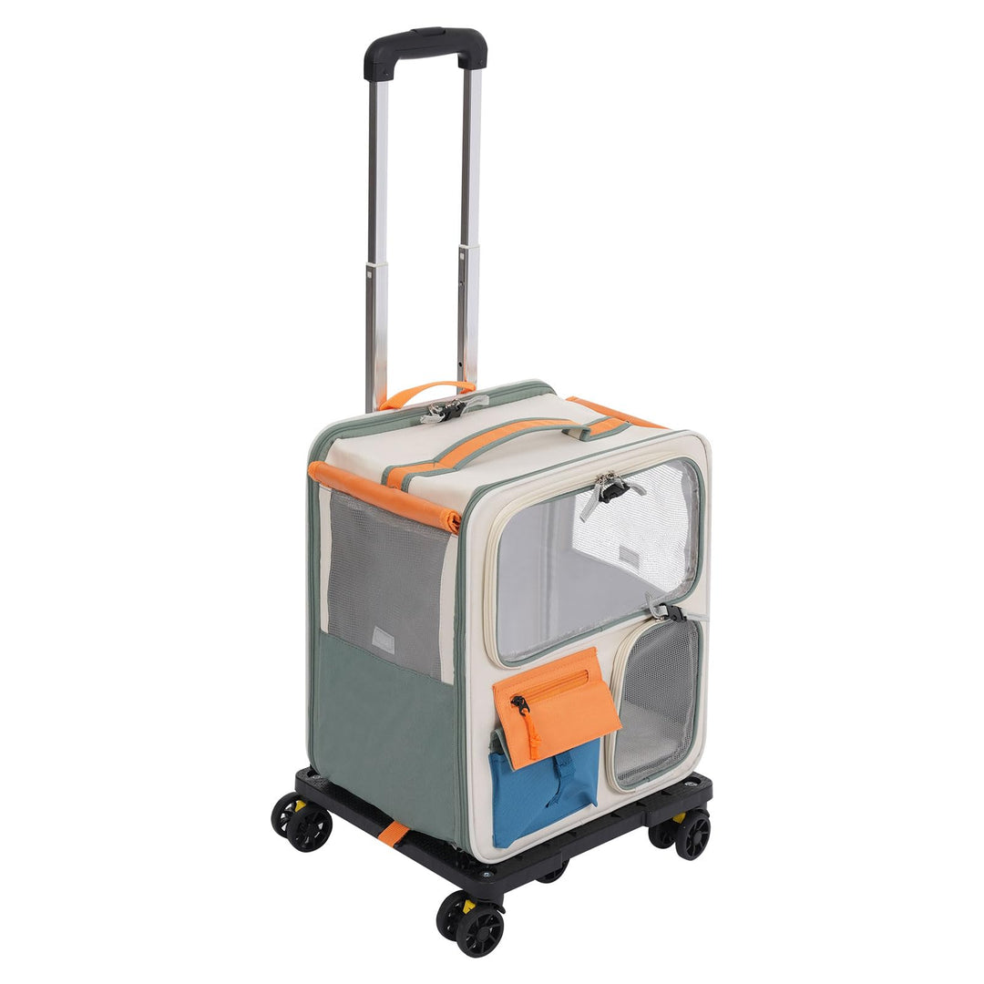 Rollende Transportbox Haustiere, Katzentransportrucksack Tiertransporter mit Rädern, für Reisen, Wan