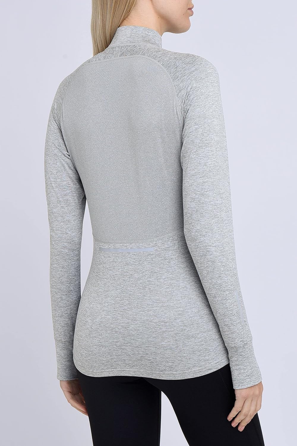 TCA Damen Winter Running Langarm Laufshirt mit Brustreissverschluss S Grau, S Grau