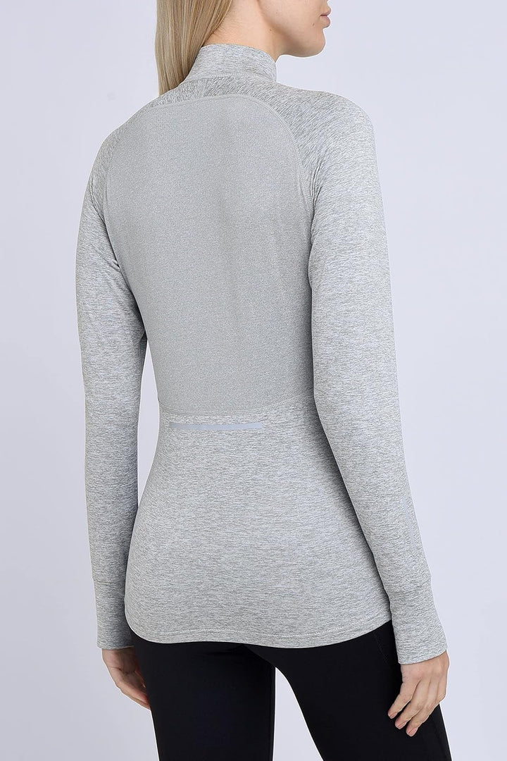TCA Damen Winter Running Langarm Laufshirt mit Brustreissverschluss M Grau, M Grau