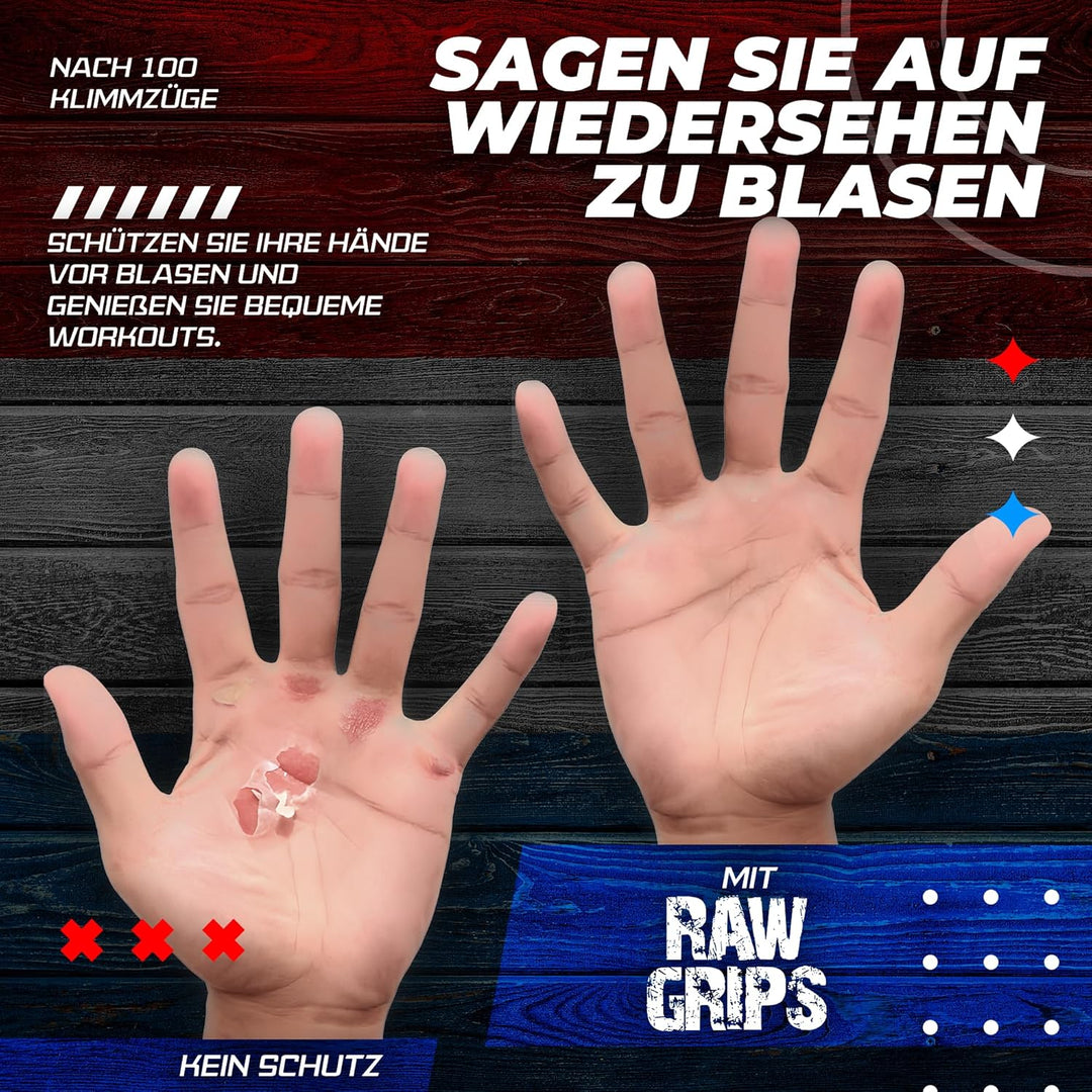JerkFit Raw Grips 3.0, 2-Finger Gymnastikgriffe aus Leder – Schützen die Hände bei Klimmzügen, verhi