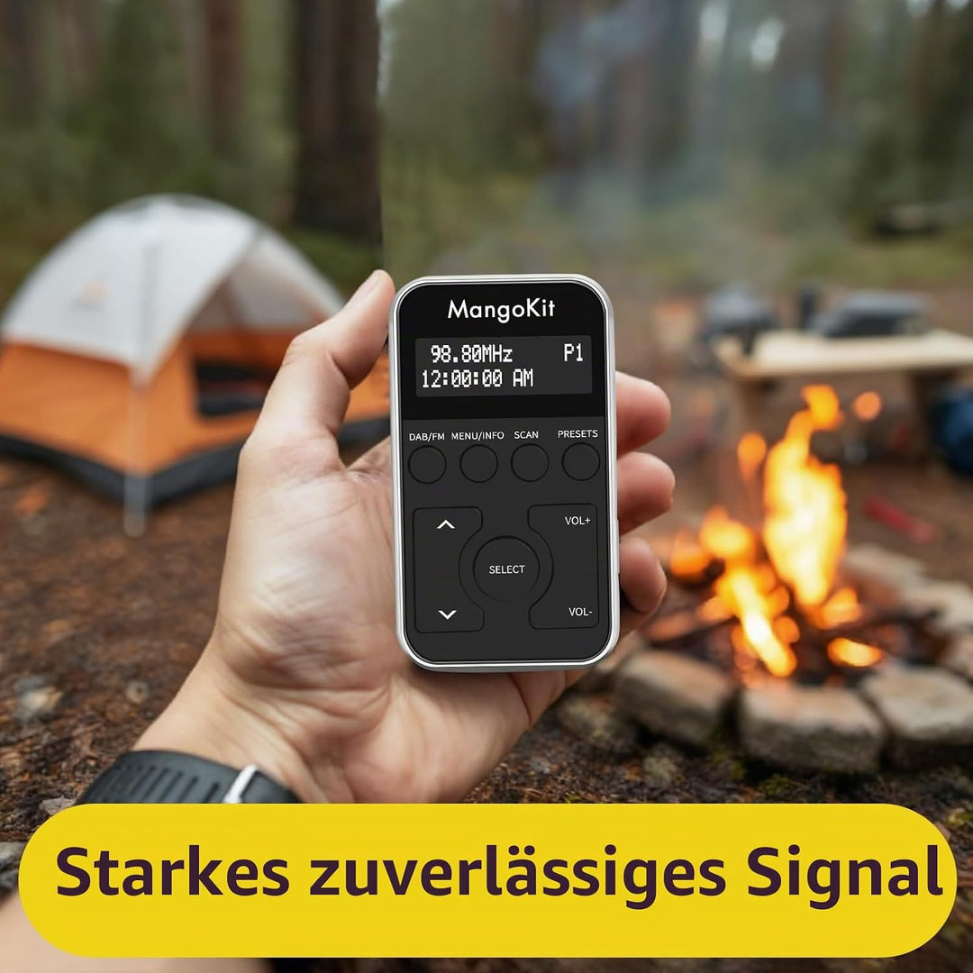 MangoKit Kleines Tragbares Mini DAB/DAB+/UKW-Radio,Digitales Taschenradio mit Kopfhörer,Wiederauflad