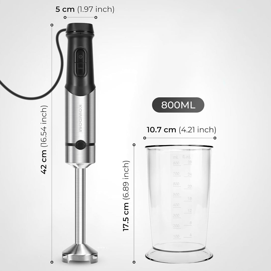 1200 Watt Stabmixer, Edelstahl Pürierstab für Suppen, Babybrei & Sossen | 12 Geschwindigkeitsstufen