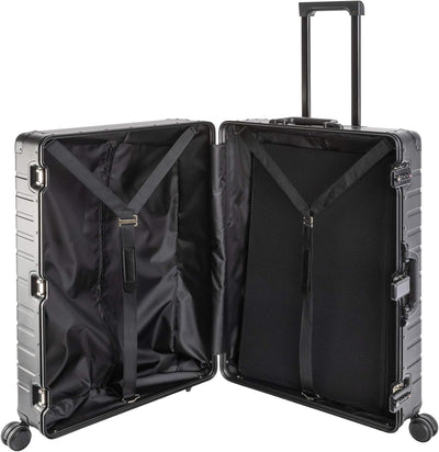 Travelhouse Oslo Alu Reisekoffer Schwarz M-65cm & L-75cm Hartschalenkoffer Reise Trolley Koffer Set