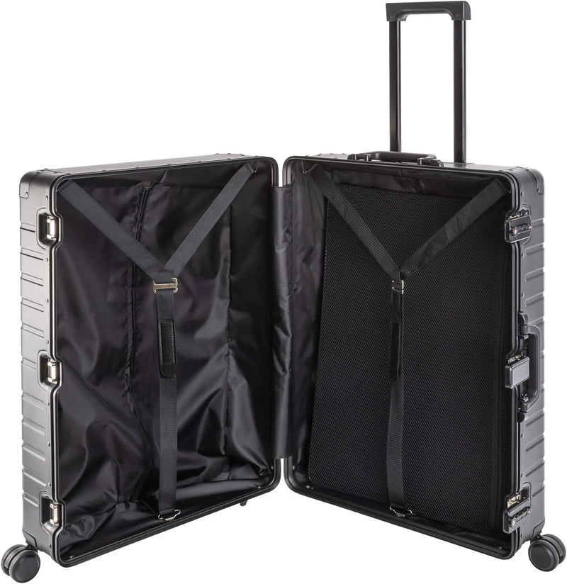 Travelhouse Oslo Alu Reisekoffer Schwarz S-55cm & L-75cm Hartschalenkoffer Reise Trolley Koffer Set