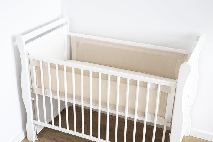 LOOLAY BEIGE Atmungsaktiv 2 TLG. Netzstoff BETTUMRANDUNG Babybett Umrandung Neugeborene Baby Sprosse
