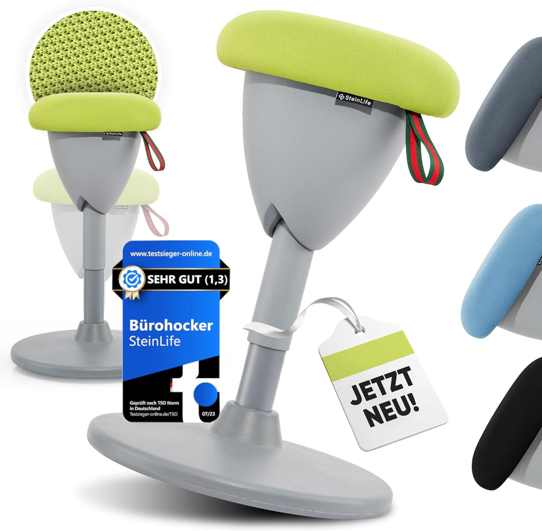 SteinLife Cone Bürohocker Ergonomisch [TESTSIEGER] Sitzhocker Höhenverstellbar [48-68cm] Ergonomisch