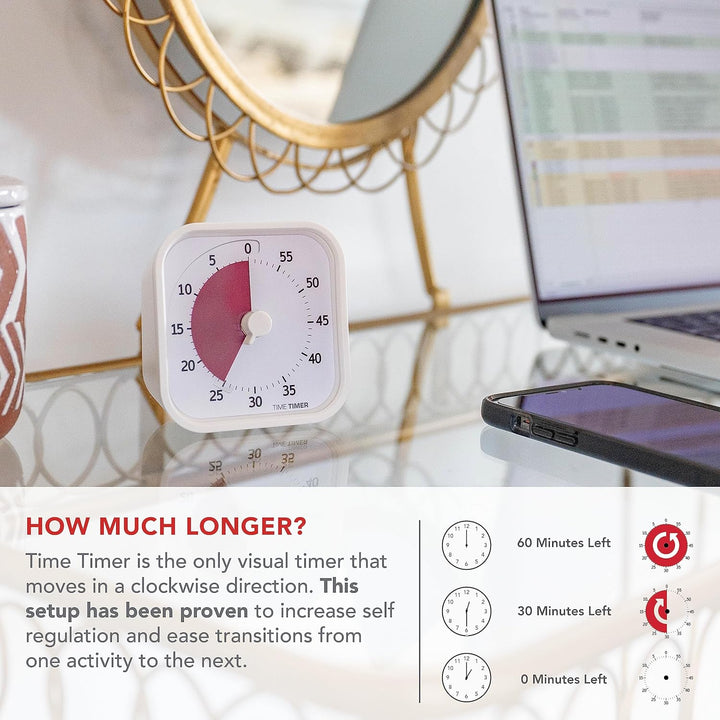 Time Timer Home MOD - 60 Minuten Visueller Timer Home Edition – Homeschooling, Timer für Schultisch,
