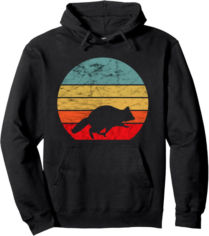 Waschbär Marder Vintage Retro Sunset Mapache Tier Raccoon Pullover Hoodie