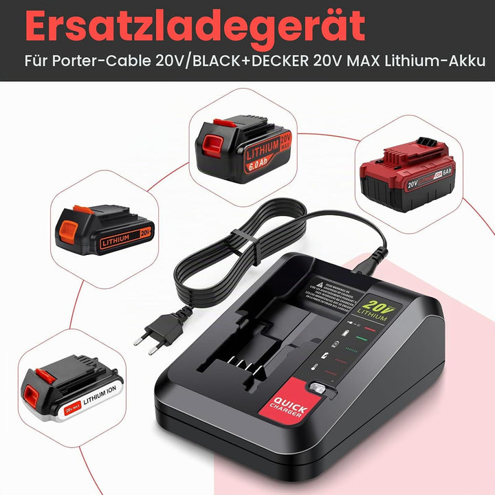 ASUNCELL 2A Li-ion Akku Ladegerät Kompatibel mit Black &amp; Decker Lithium-Akku, 18V Schnell-Ladegerät