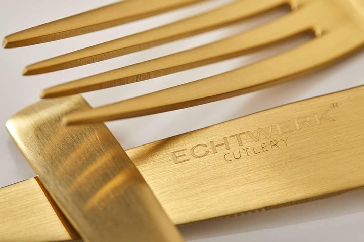 Echtwerk Tafelbesteck "Avelino" 30 teilig, Edelstahl 18/10, Gold mattiert, cm, 24, 5 x 4, 8 cm, 30 E