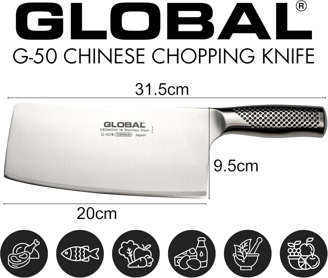 Global 850003 G-50 chinesisches Hackbeil, 20 cm