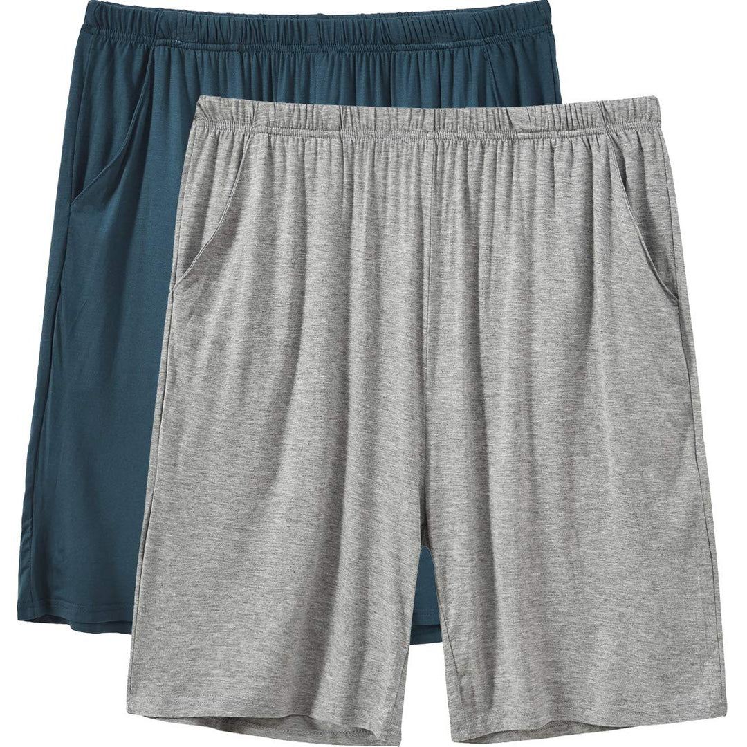 MoFiz Pyjamahose Herren Schlafanzughose Kurz Modal Schlafshorts Weit Loungewear L 2 Pack-03, L 2 Pac