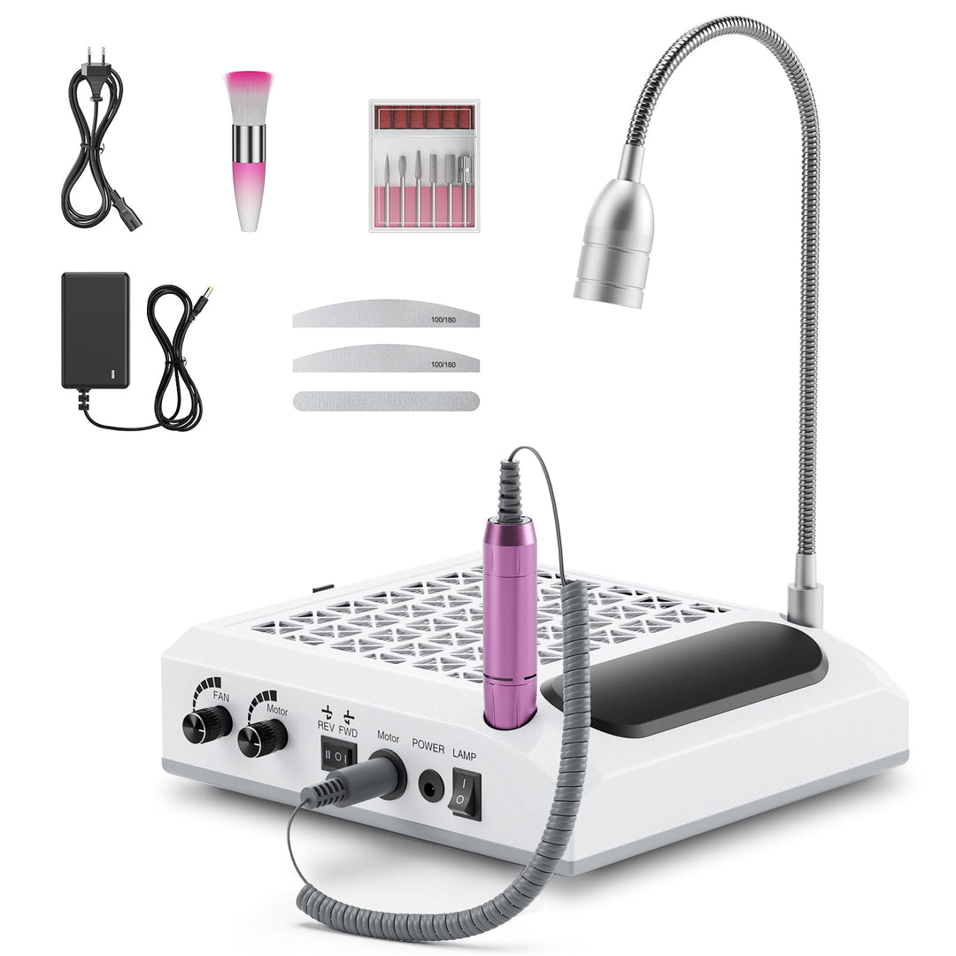 6-in-1 Nagelfräser mit Staubabsaugung, Maniküre Set Elektrisch für Gelnägel | 122W Profi-Gerät: 3000
