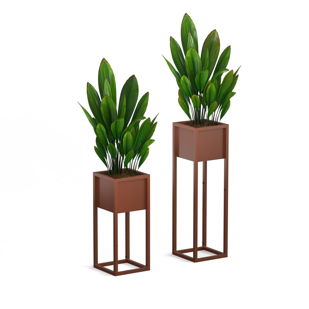 Metall Blumentopf 2er Set Blumenständer Indoor Blumenkasten Outdoor Pflanzentopf Übertöpfe Halter we