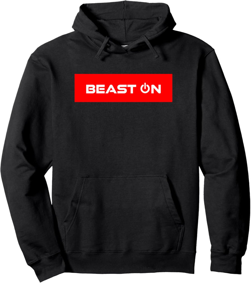 Beast ON | rotes Rechteck | GYM Motivation Fitness Sprüche Pullover Hoodie