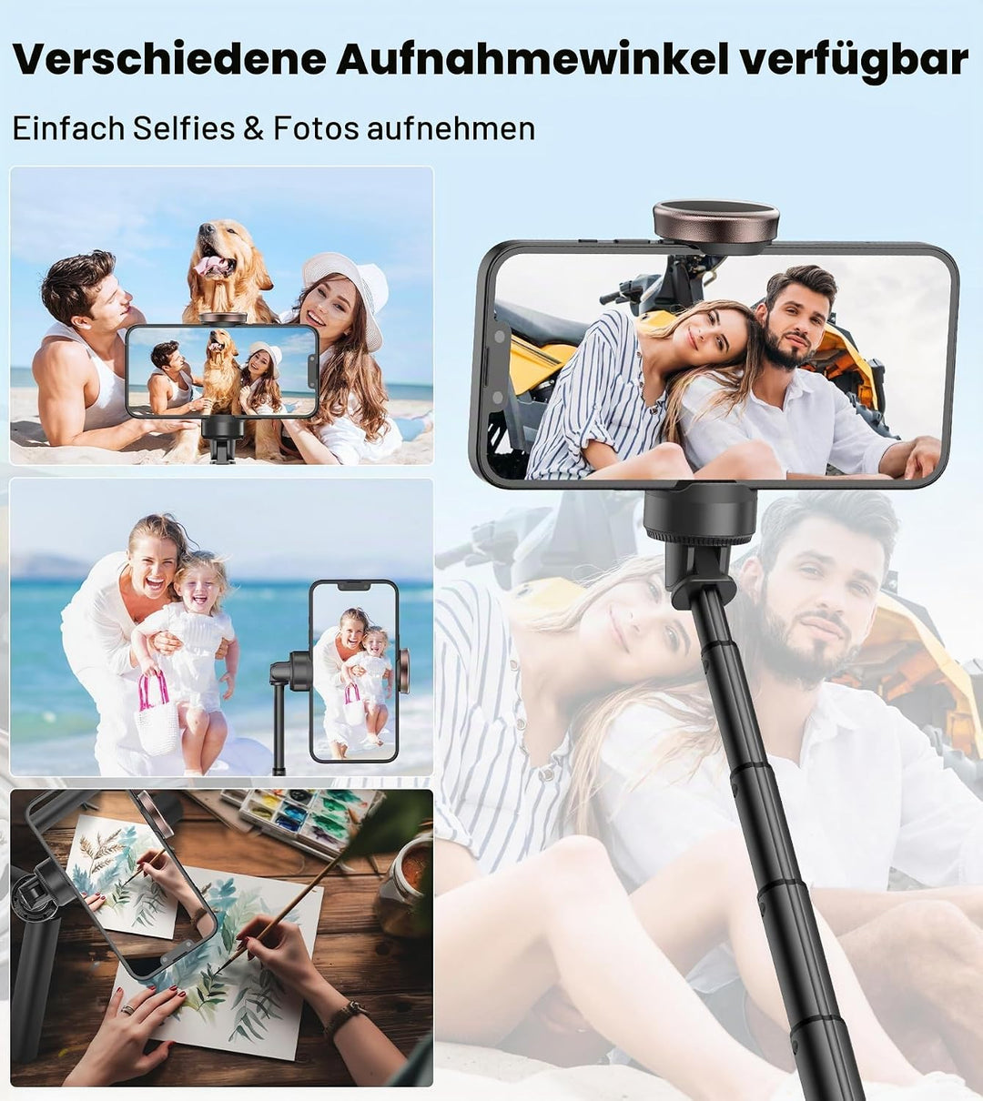 TONEOF 153CM Selfie Stick Stativ, Verbesserte 360° Drehbare Selfie Stange, Ausziehbares All-in-1 Han
