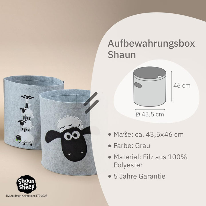 meets "Shaun das Schaf" Aufbewahrungskorb zusammenfaltbar für Kinder – ca. 43,5 x 46 cm Shaun Gesich