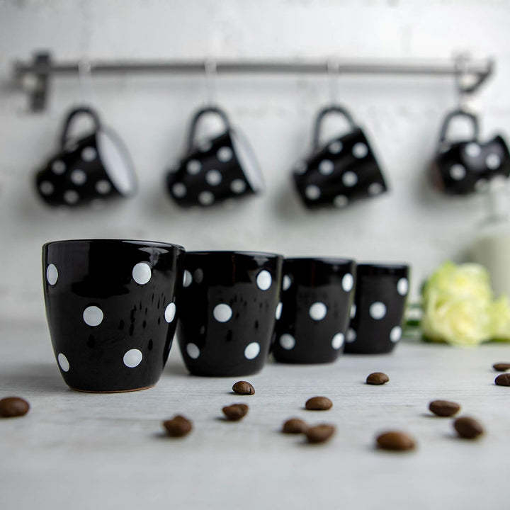City to Cottage® - Espressotassen Set | Schwarz und Weiss | Polka Dots | Handgemacht | Keramik Gesch