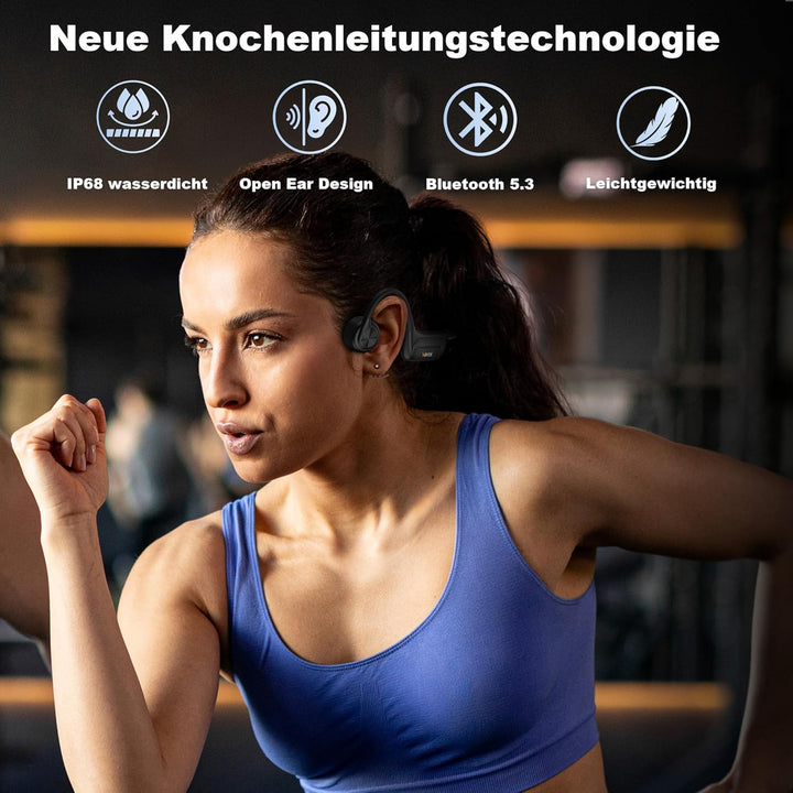 Wantek Knochenschall Kopfhörer Bluetooth 5.3,Open Ear Schwimmen Kopfhörer Eingebaute 32GB Speicher M