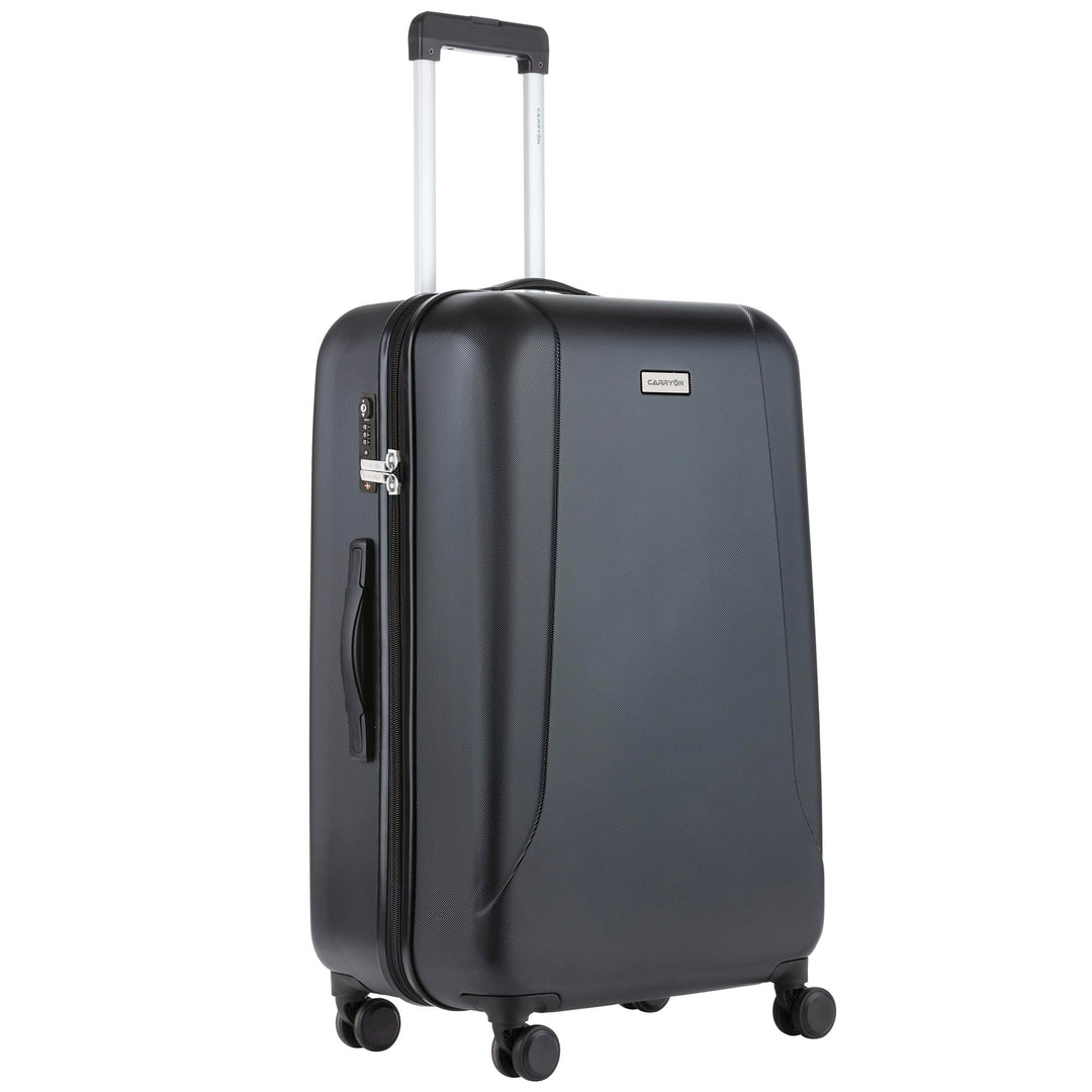 CarryOn Skyhopper Grosser Hartschalen Reiskoffer 78cm - Grosse Koffer mit TSA-Schloss 85 L (Schwarz,