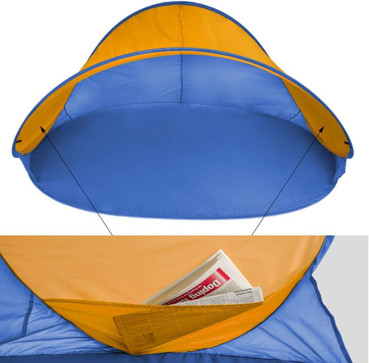 tectake® Strandmuschel Pop Up Zelt 2 Personen, Wurfzelt 220x120x100cm, Strandmuschel UV Schutz, Wind
