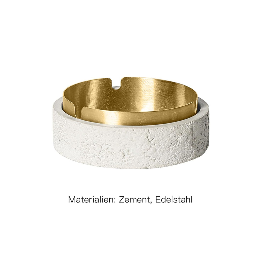 Dekorative Tisch Aufbewahrungsbox mit Deckel aus Zement & Edelstahl, Geruchsdicht, Windfest, Für Inn