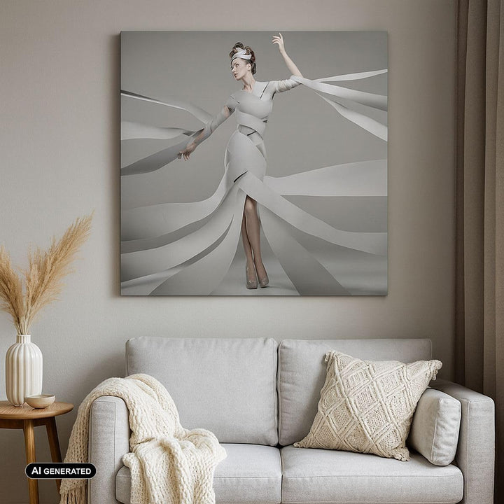 Bilder auf Leinwand 70x70cm Leinwandbild Frau Modell Streifen Emotionen Gross Wanddeko Bild Schlafzi
