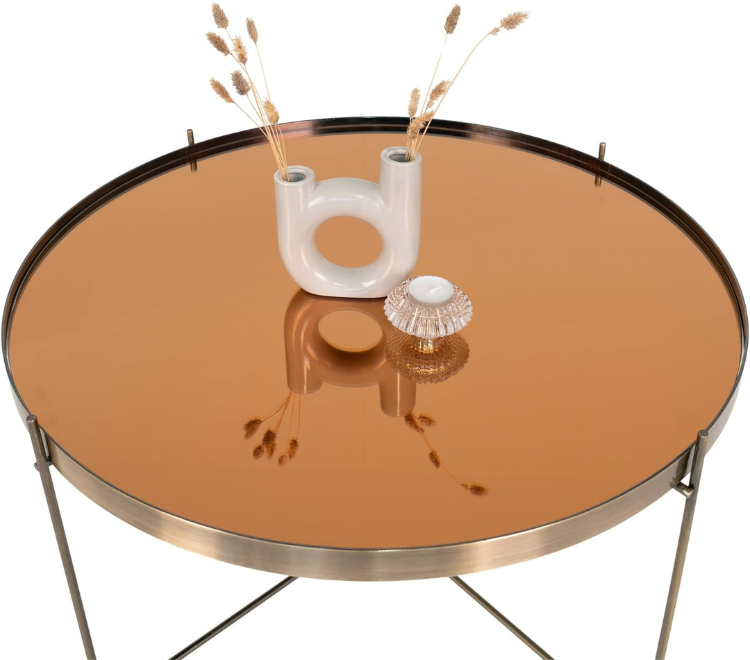 LEBENSwohnART Eleganter Couchtisch VENEDIG messingfarbig ca. ø70cm