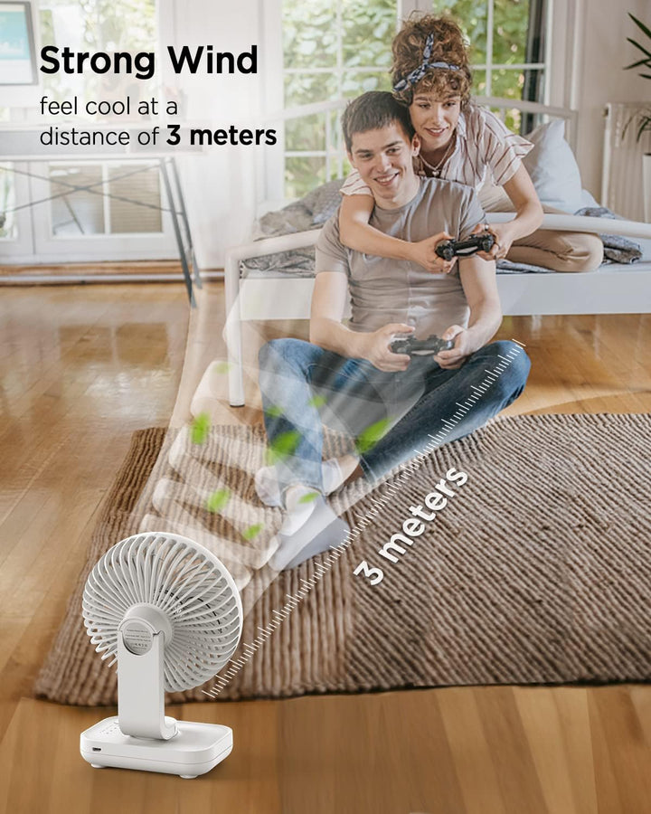 EasyAcc Tischventilator, 4000 Akku Batterie Klein USB Ventilator, Tragbarer Aufladbar Basis Ventilat