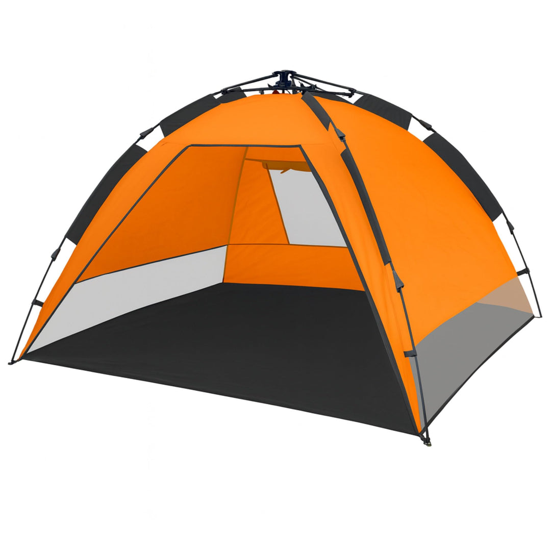CampFeuer Strandmuschel | Orange/Grau, UV50+ | inkl. Tragetasche | Automatik Strandzelt, Wurfzelt St