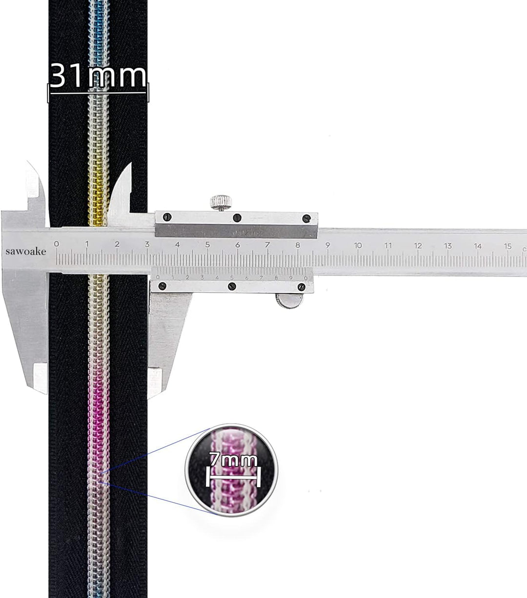 Sawoake 9m Bulk Zipper, (#5) Reissverschlüsse zum Nähen, NavyBlue Nylon Coil Zipper mit Silver zähne