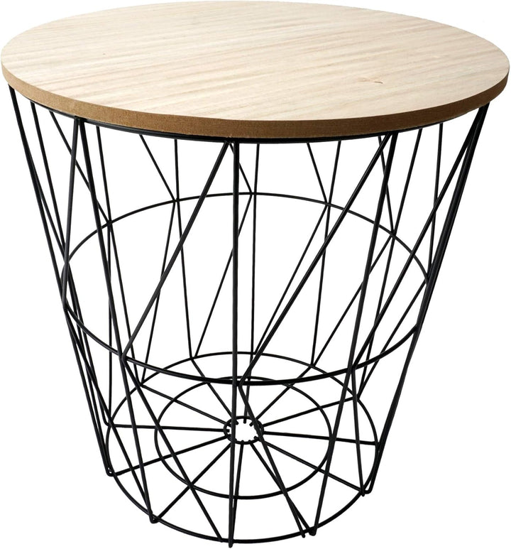 Cepewa Beistelltisch 3er Set │ Couchtisch im Industrie Design │ Metall mit Holz │Ø 29 cm Ø 34 cm Ø 3