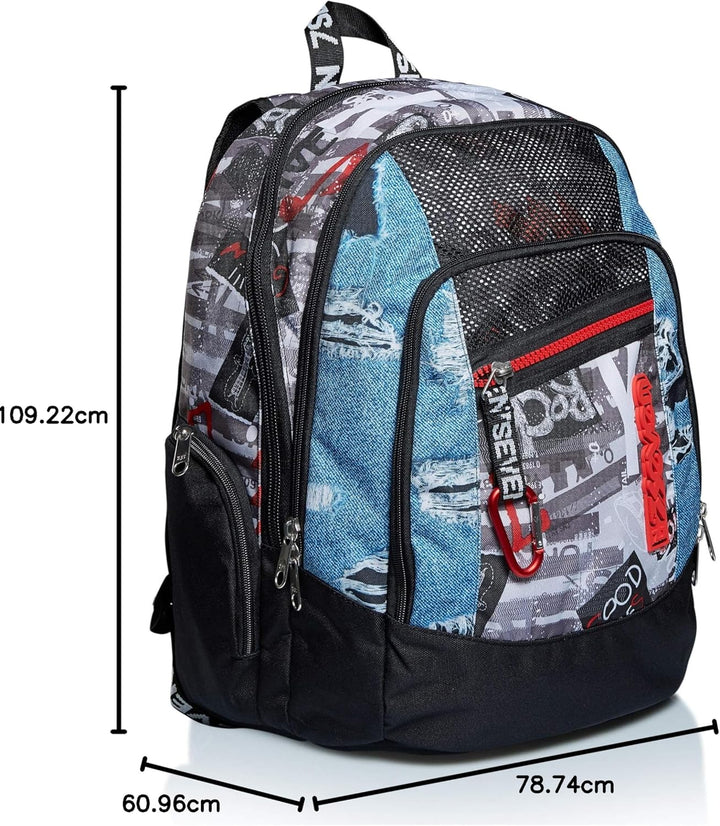 Seven Rucksack, Backpack für Schule, Uni & Freizeit, Geräumige Schultasche für Teenager, Mädchen, Ju