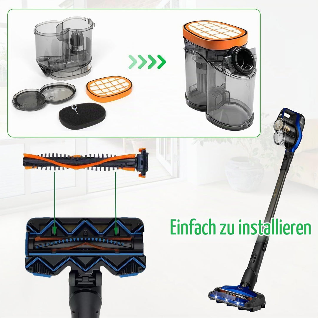 Philips Staubsauger Filter Set - HEPA + ABS Speedpro Max Ersatzteile für FC6812/6814/6822/6823/6827/