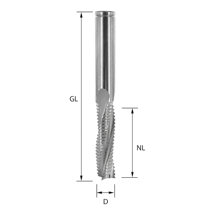 ENT 20707 Schruppfräser VHW, Durchmesser (D) 20 mm, NL 52 mm, Z3, GL 100 mm, Rechtslauf / positiv D=