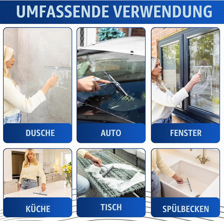 Wunset Superior-Duschabzieher-Auswahl: Mit Abziehern aus Edelstahl, Silikon und Gummi, Wasserabstrei