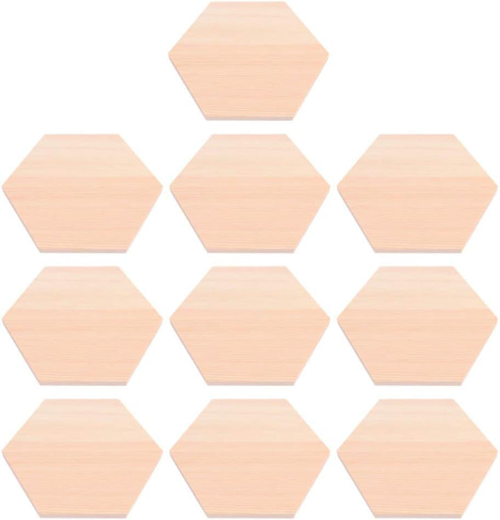 Supvox 10Pcs Holz Sechseck Formen Unvollendete Holzausschnitt Formen Scheiben Leere Holzverzierungen